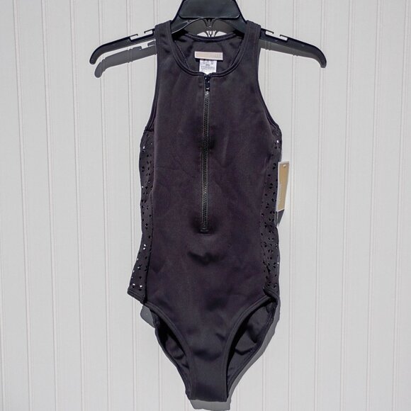 MICHAEL KORS Scuba Zip Swimsuit Womens 6 Black One Piece Bathing Suit NWT - Picture 4 of 16